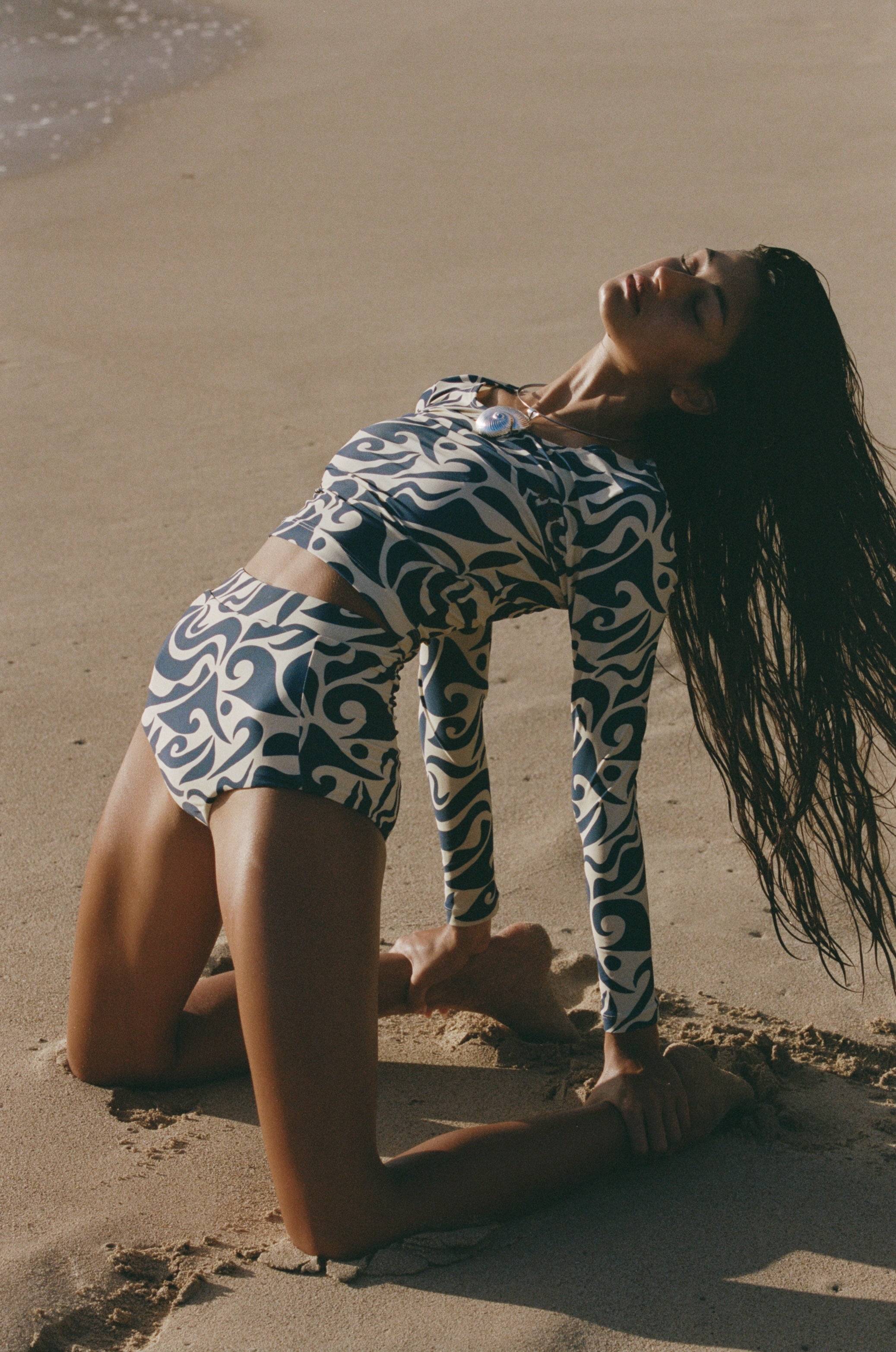 Poppler | Crop Rashguard - Pacific Print | Sustainable Swimwear