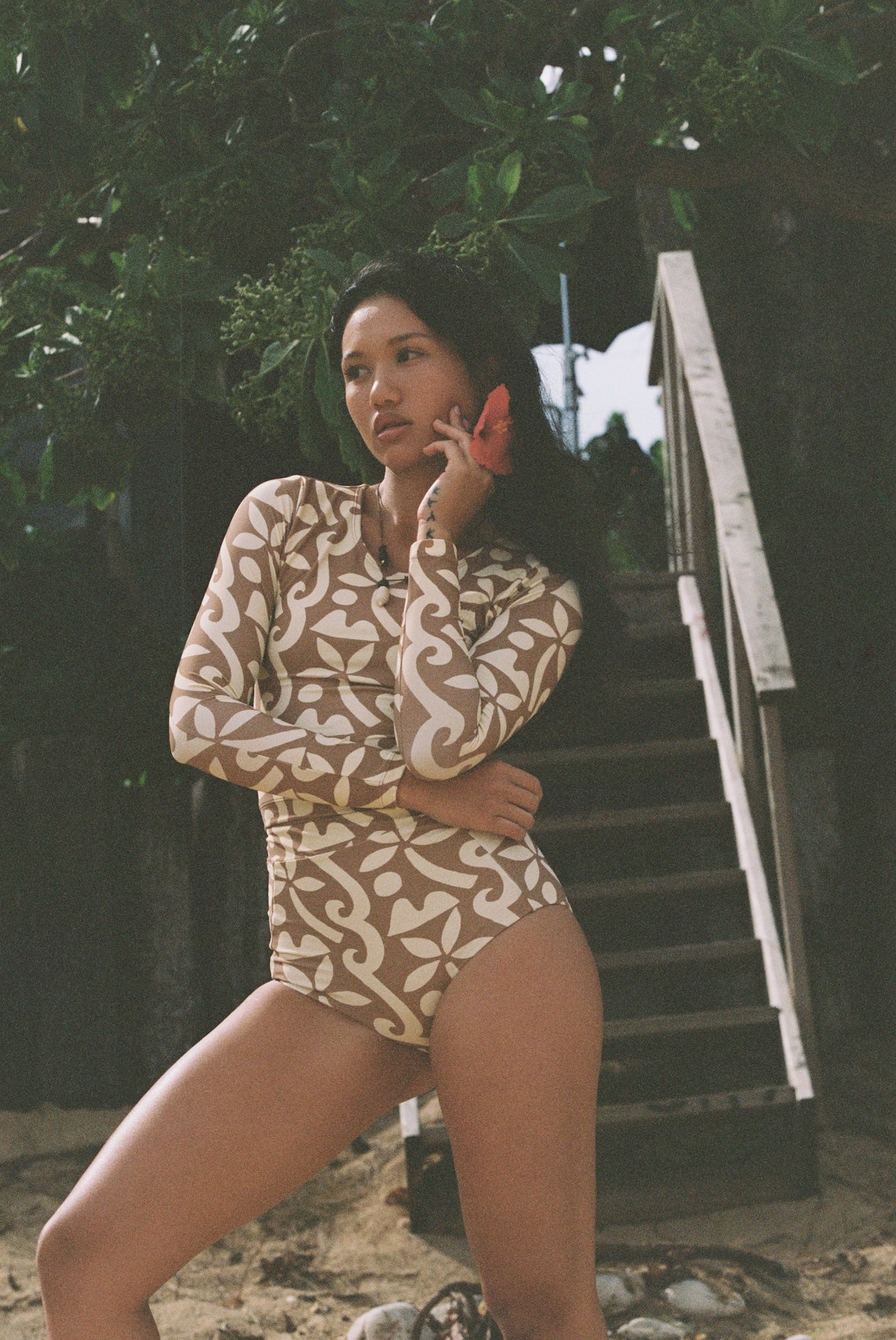 Poppler | Crop Rashguard - Island Print | Sustainable Swimwear