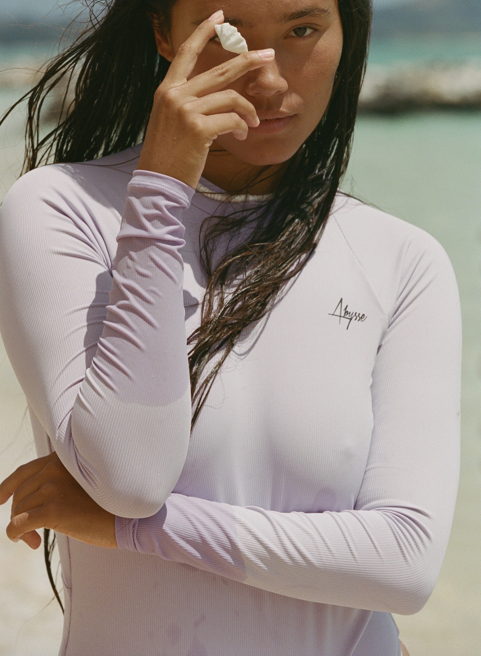Billie - Lilac Rib | Long Sleeve One-Piece Made From Recycled Material | Abysse