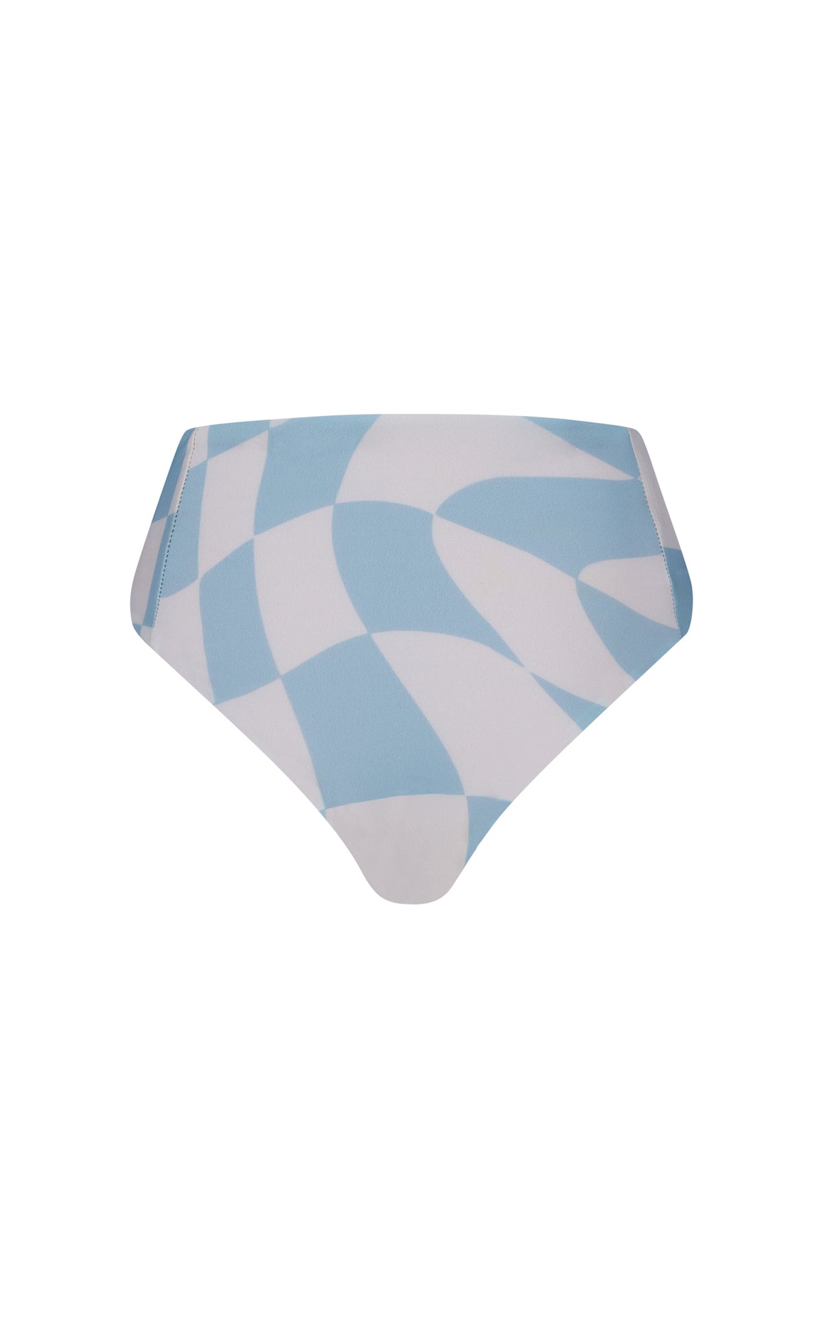 Benson | Sustainable High Waisted Bikini Bottom - Shimmer- Blue checkers| ABYSSE