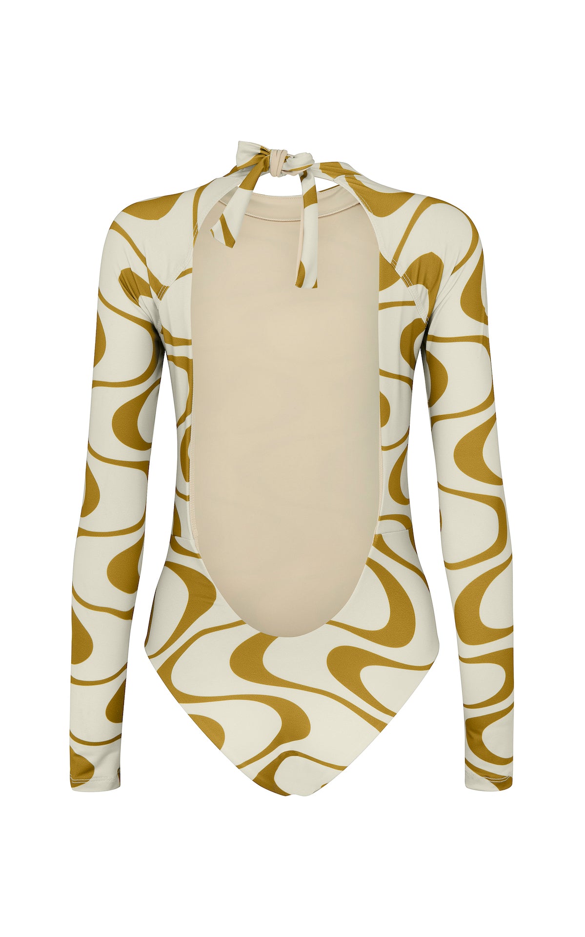 Billie | Long Sleeve One-Piece - Ray Print Made From Recycled Material flat lay back| Abysse