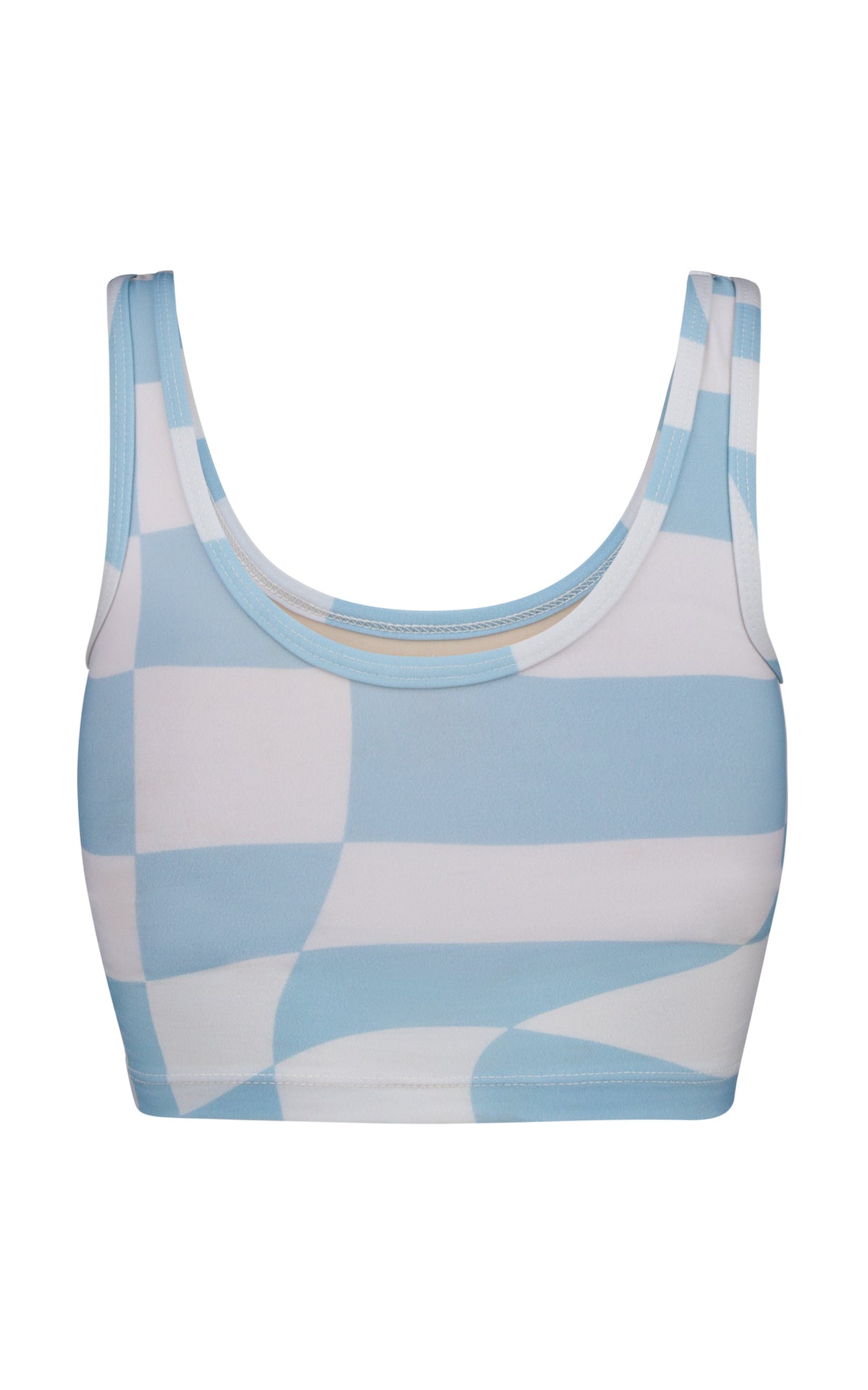 Mary Lou | Sustainable Bikini Top - Shimmer- Blue checkers| ABYSSE