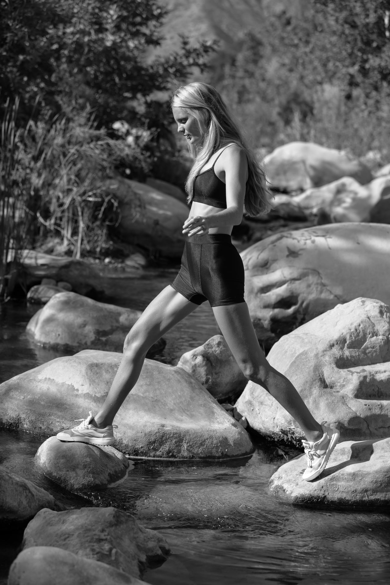 Greta-Jet-rib- Boyfriend short- recycled -made in California |ABYSSE|