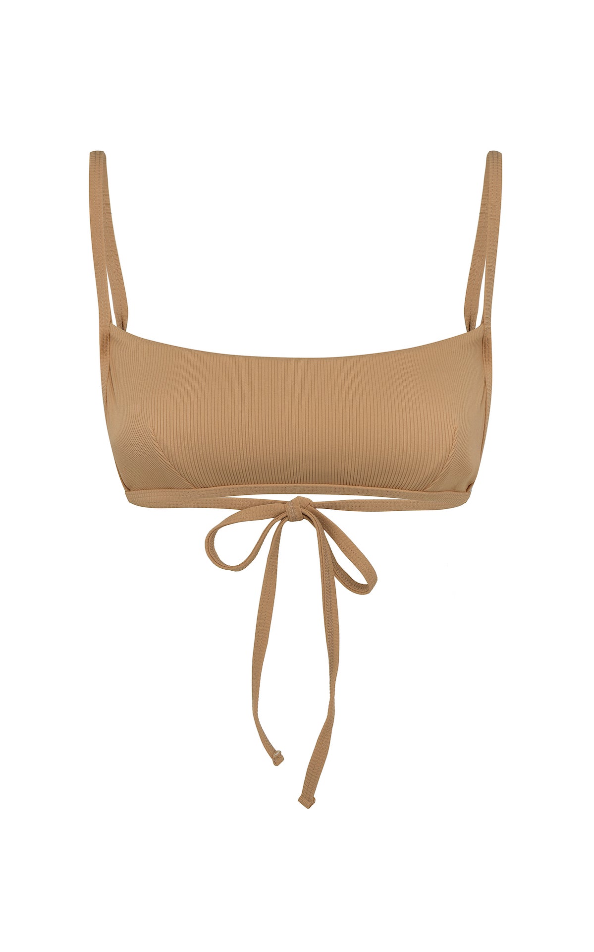 Zamba, our new bikini bralette: a bandeau shaped with adjustable back straps and back tie, made to provide medium support with minimalistic lines made to spend days in the sun. Best style of Summer 2022. Bralette Bandeau Knot Tie Thin spaghetti straps Adjustable straps Double lined UV protective Made from recycled and regenerated fabric, composed of 82% Recycled Nylon and 18% Spandex, Global Recycled Standard and Control Union certified.