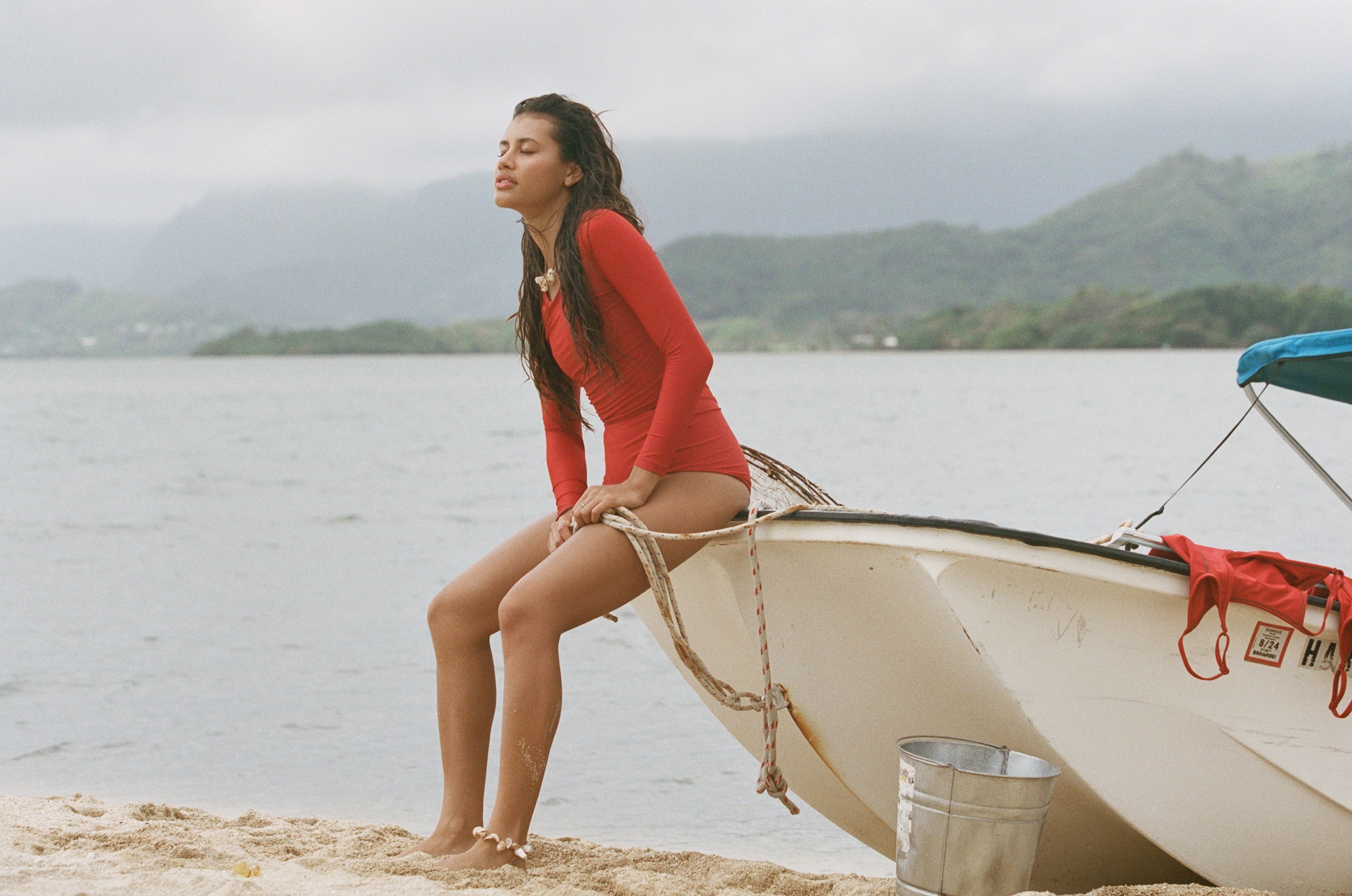 Poppler | Crop Rashguard - Lava | Sustainable Swimwear