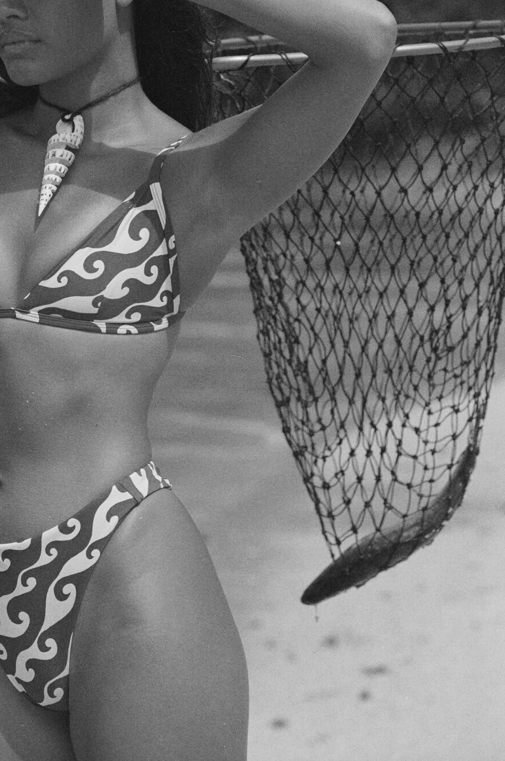 Faye | High-Cut Bikini - Wave Print | Sustainable Swimwear