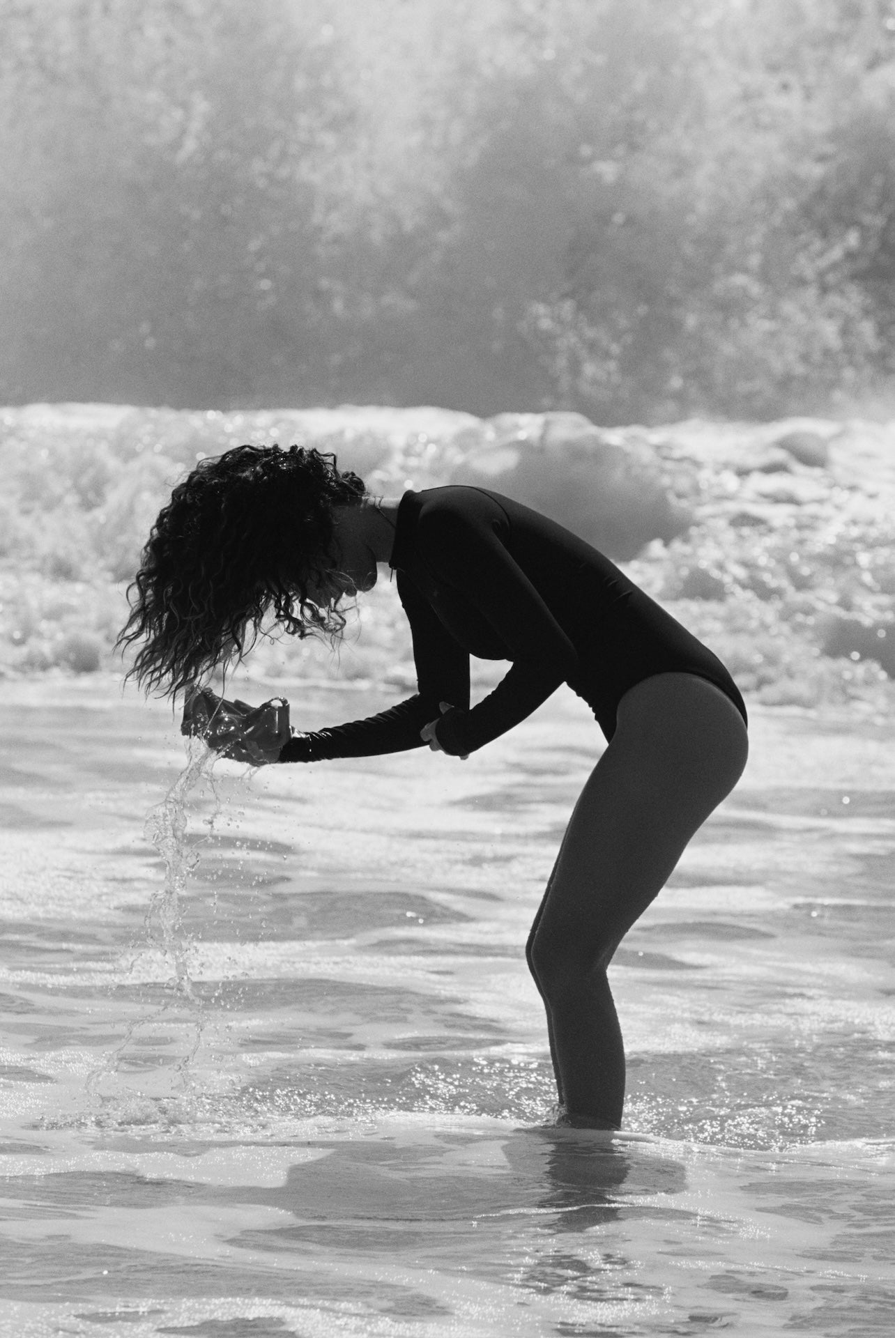 Bo | Surfsuit Front zipper - Jet Black rib | Sustainable Swimwear