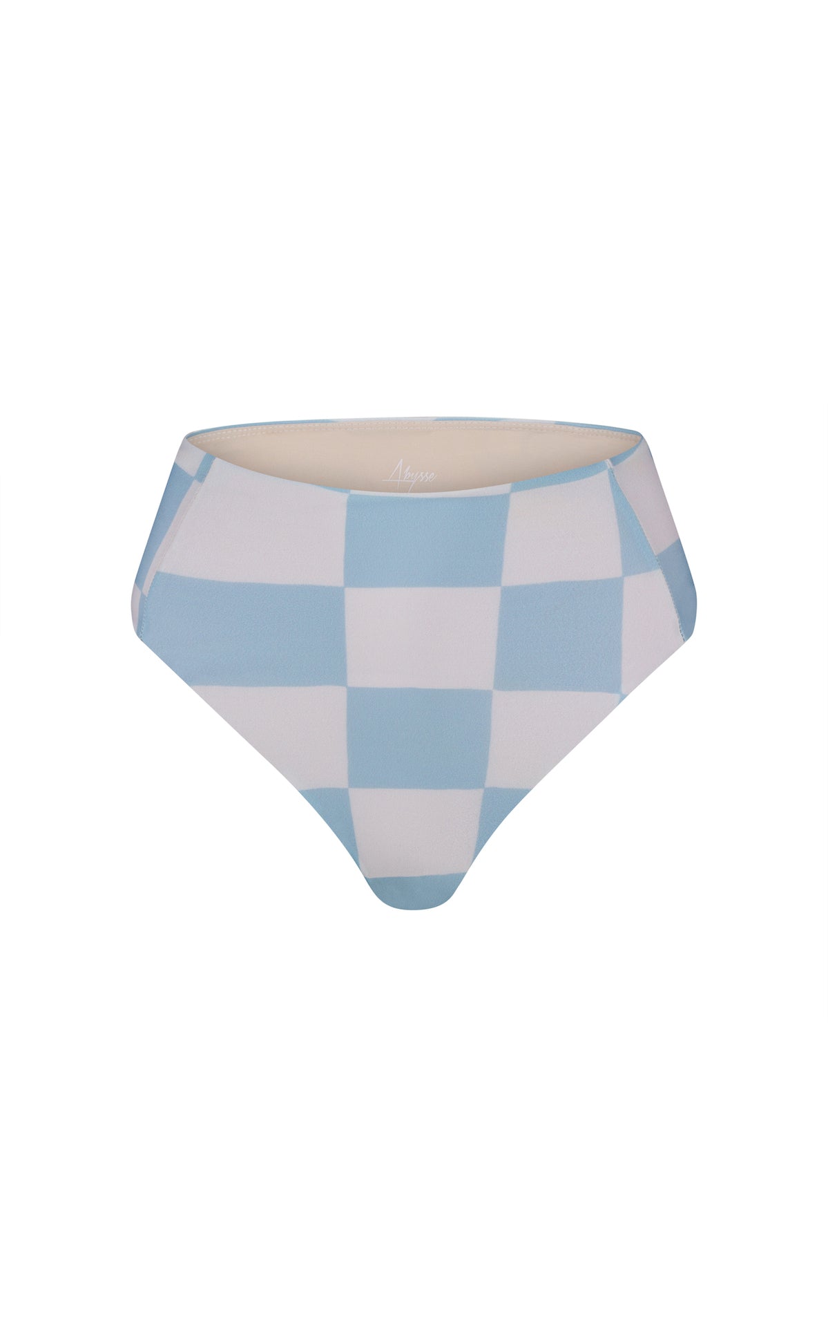 Benson | Sustainable High Waisted Bikini Bottom - Shimmer- Blue checkers| ABYSSE 