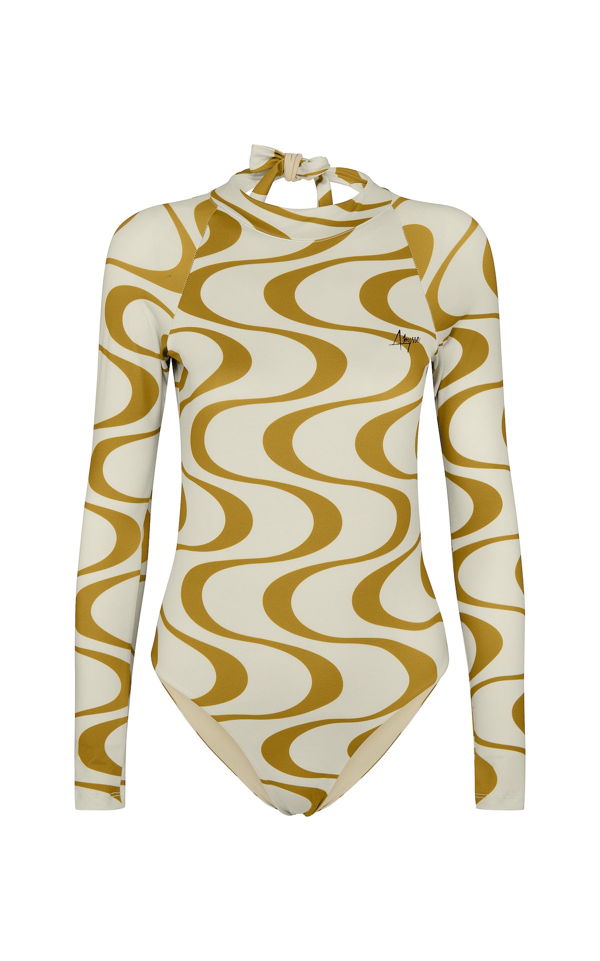 Billie | Long Sleeve One-Piece - Ray Print Made From Recycled Material flat lay | Abysse