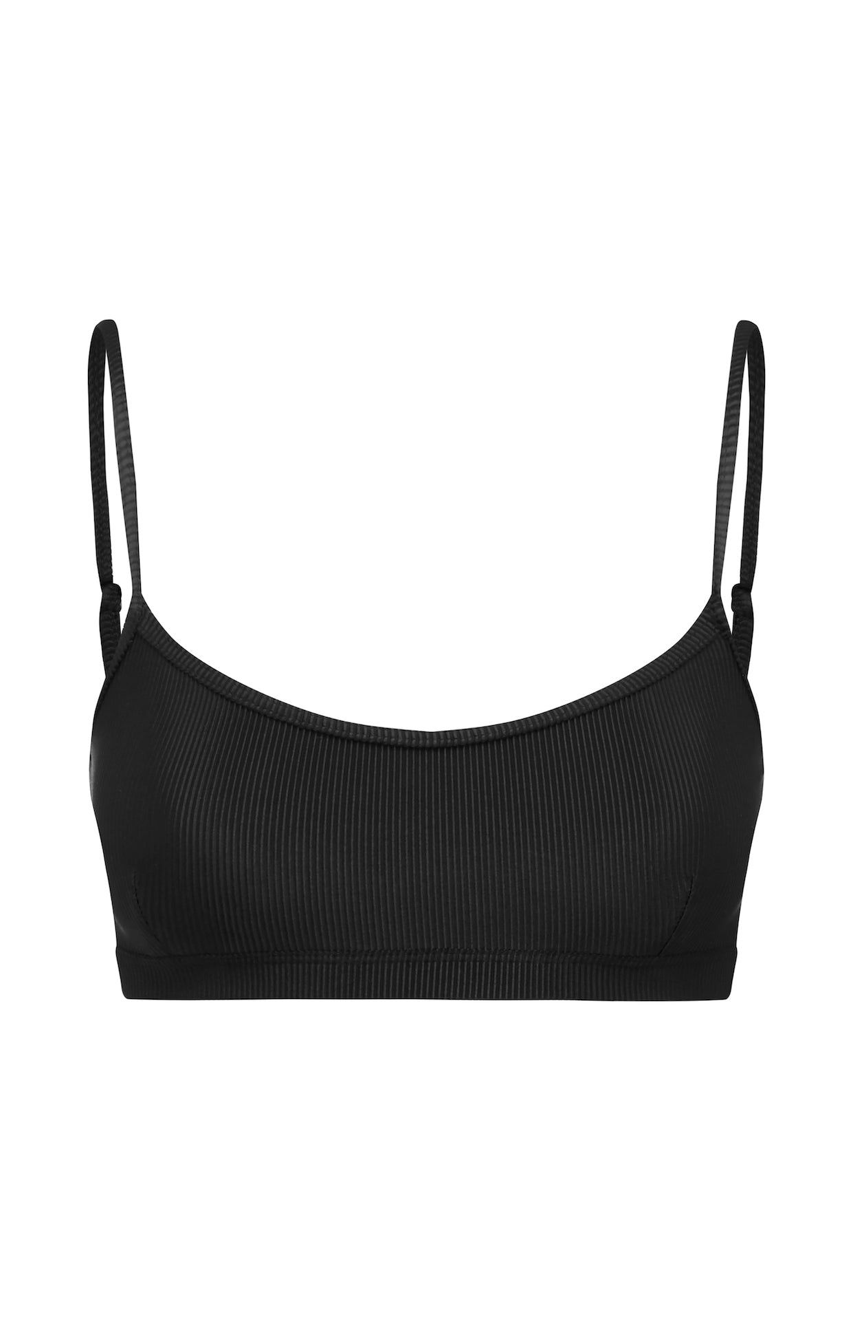 Shaffer-Jet rib- Black- Bralette-top-recycled activewear |ABYSSE|